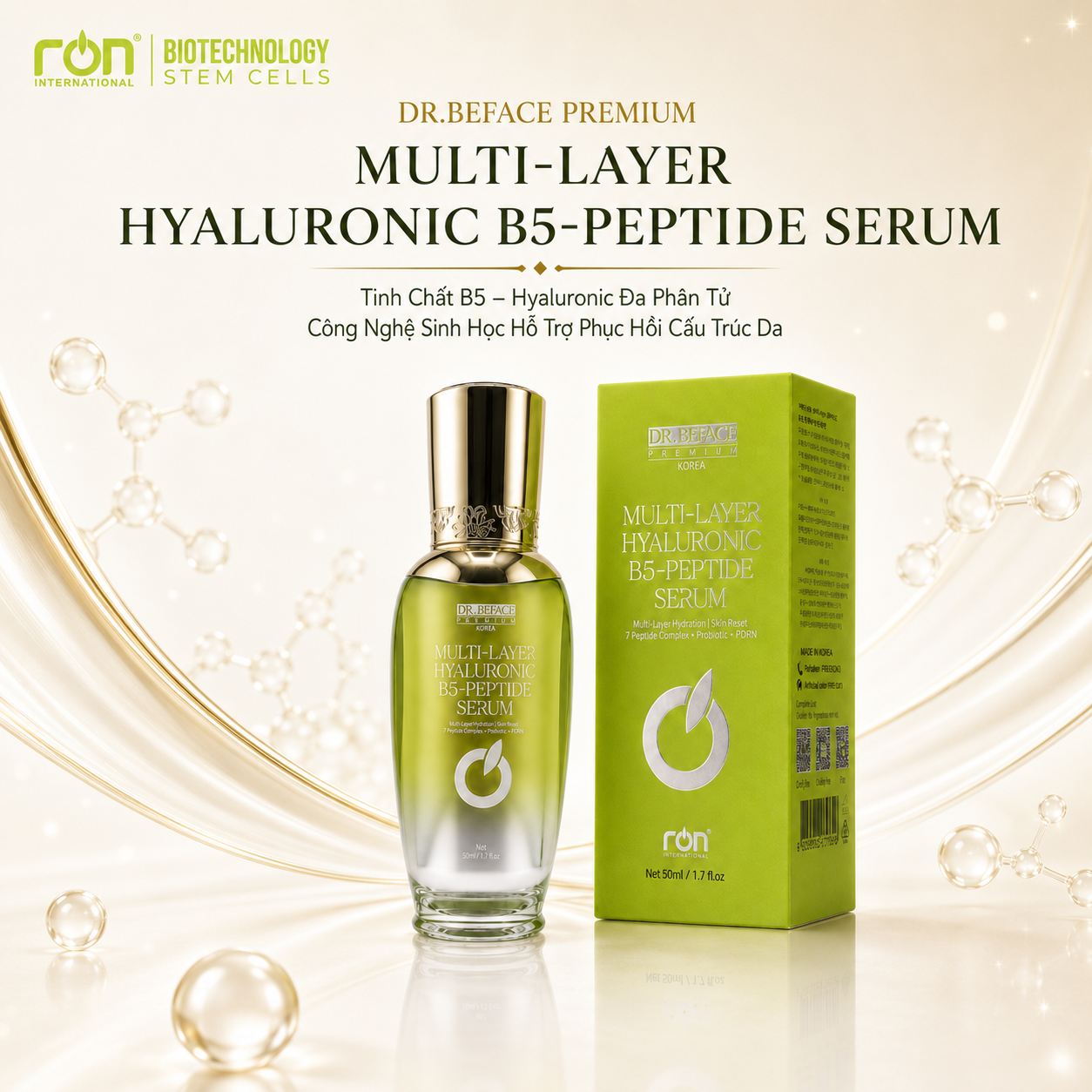 DR.BEFACE PREMIUM MULTI-LAYER HYALURONIC B5-PEPTIDE SERUM/Tinh Chất Hya B5 – Hyaluronic Đa Phân Tử Công Nghệ Sinh Học Hỗ Trợ Phục Hồi Cấu Trúc Da